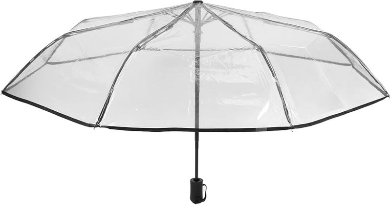 مظلة أطفال قابلة للطي تلقائيًا شفافة 8 أضلاع بحواف سوداء محمولة - Image 2